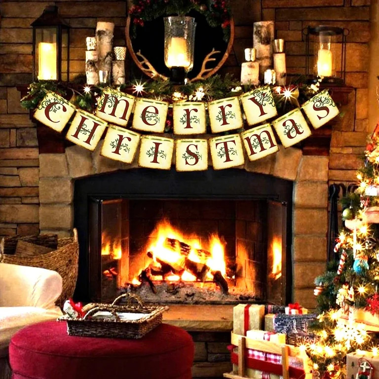 Ayieyill Christmas Decorations Indoor, Merry Christmas Banner, Christmas Hanging Banner for Vinta... | Walmart (US)