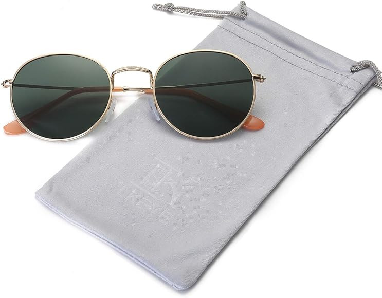 LKEYE Small Unisex Classic Vintage Round Mirror Lens Polarized Sunglasses LK1702 3447 | Amazon (US)