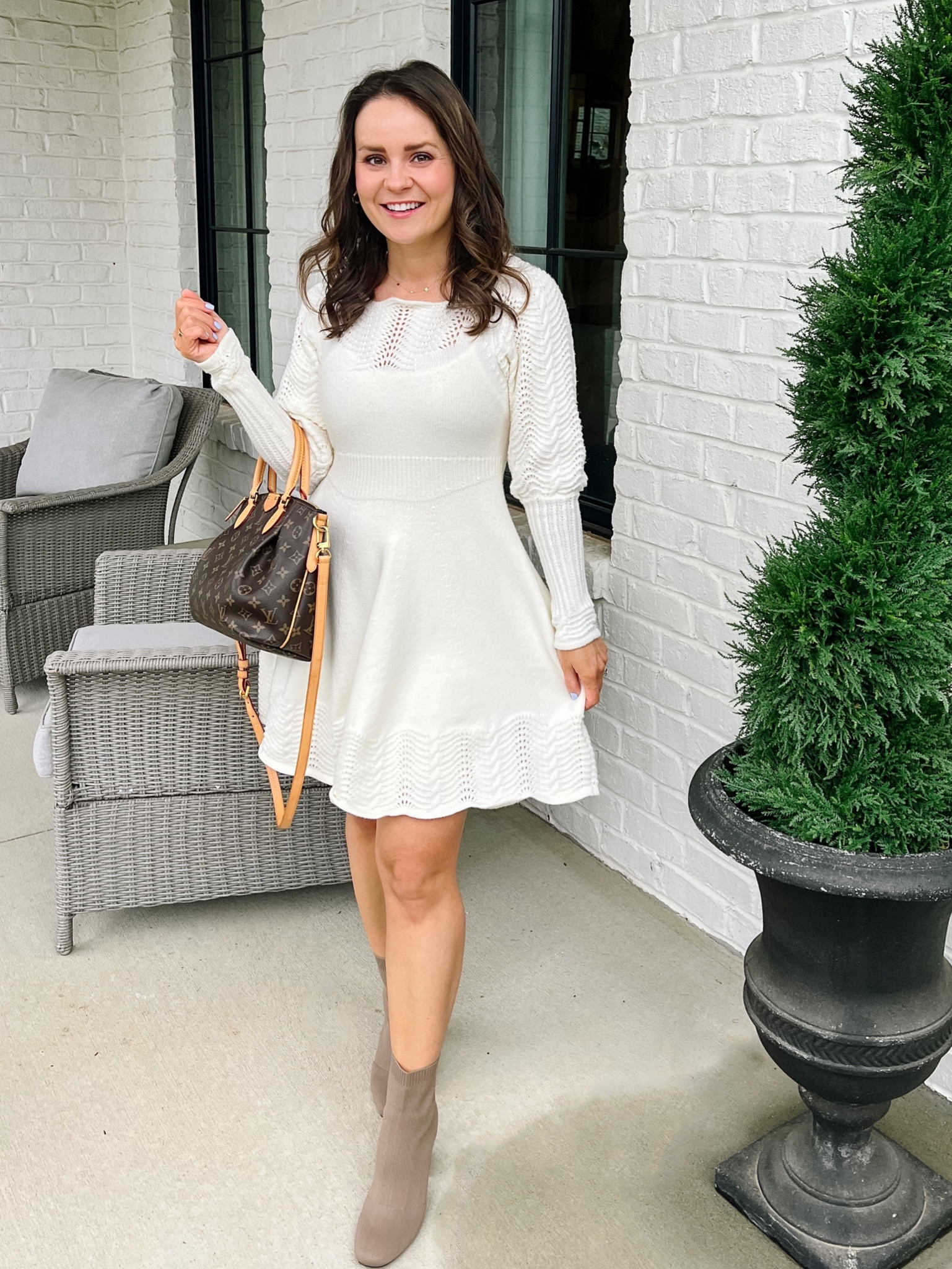 Wore the coziest winter white sweater dress to my friend’s baby shower yesterday 🤍 It’s currently on sale for under $100! 

#LTKunder100 #LTKsalealert #LTKstyletip