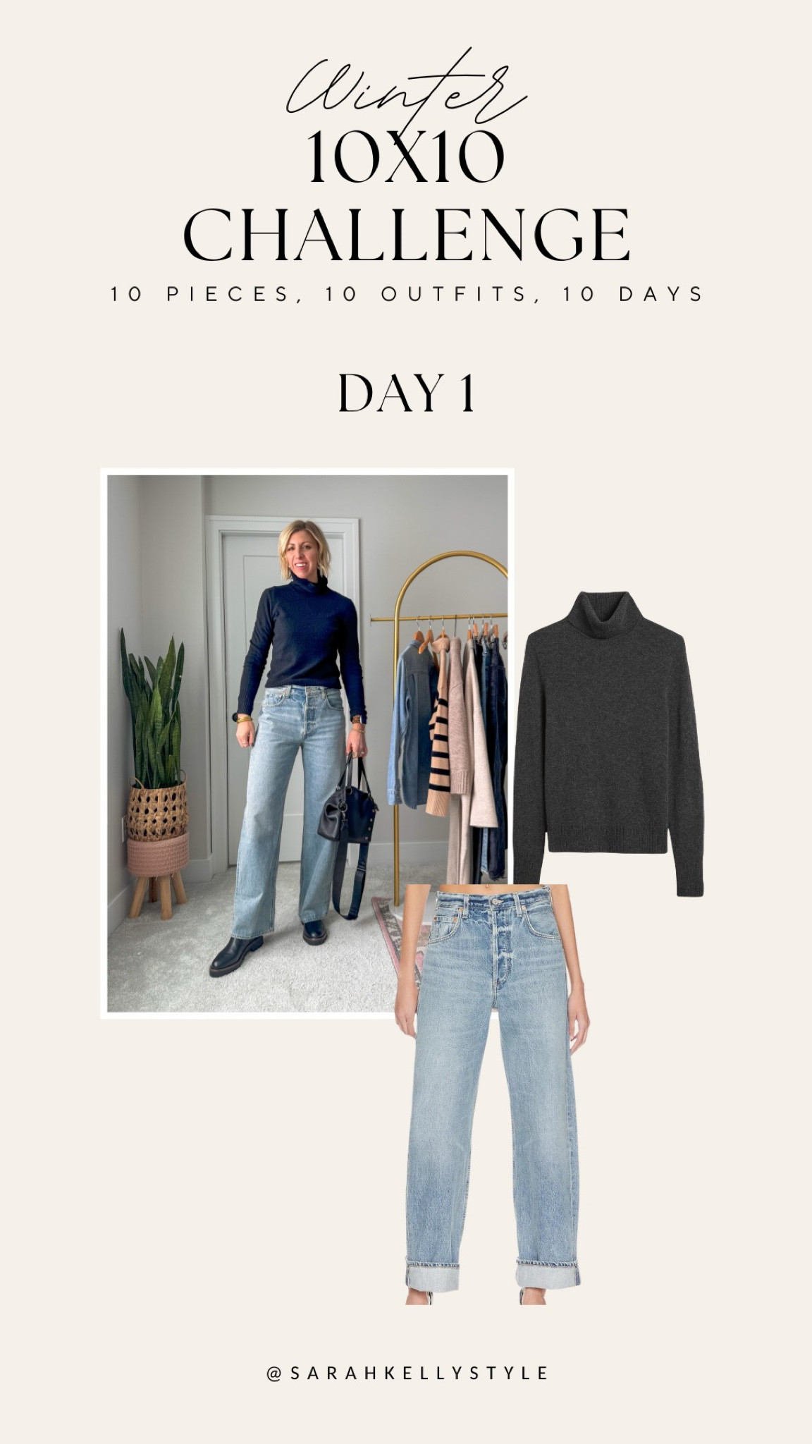 Winter 10x10 Challenge - 10 pieces, 10 outfits, 10 days - Wide Leg Jeans, High Rise Straight Jeans, Vegan Leather Straight Pants, Bouclé Cardigan, Oversized Wool-Cotton Sweater, Lightweight Cashmere Turtleneck Sweater, Mid Rise Straight Jeans, Stripe Sweater, Oversized Knitted Coat, Chambray Shirt

#LTKover40 #LTKstyletip #LTKSeasonal