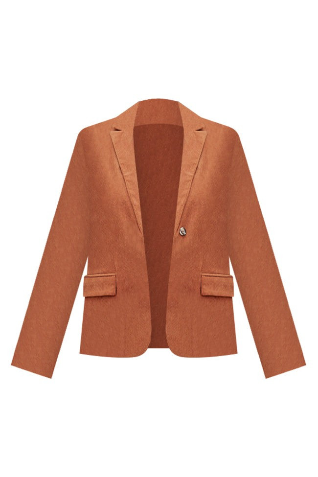 She's A Standout Camel Corduroy Blazer | Pink Lily