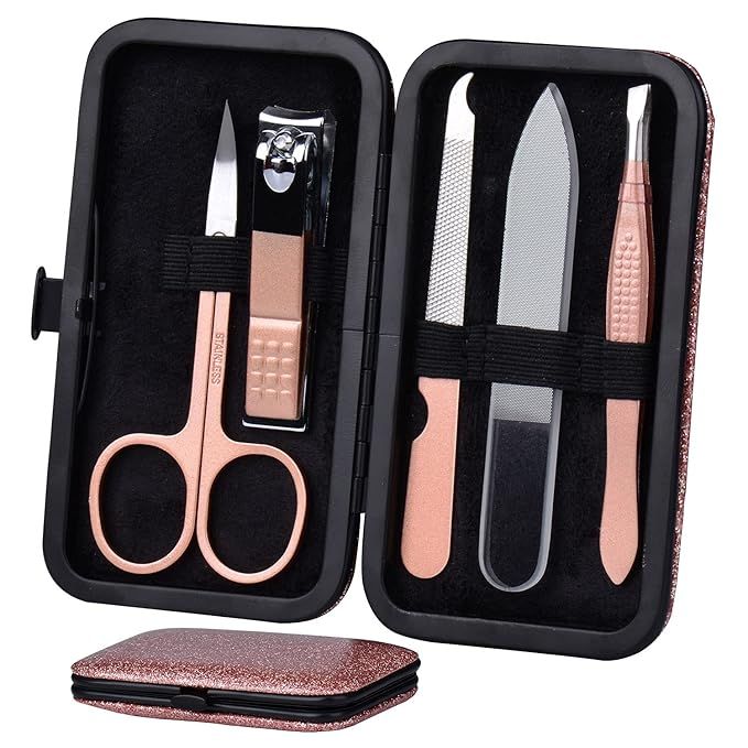 Manicure Set Nail Clippers Kit 5 Pieces in 1 Stainless Steel Professional Grooming Kits,Nail Care... | Amazon (US)