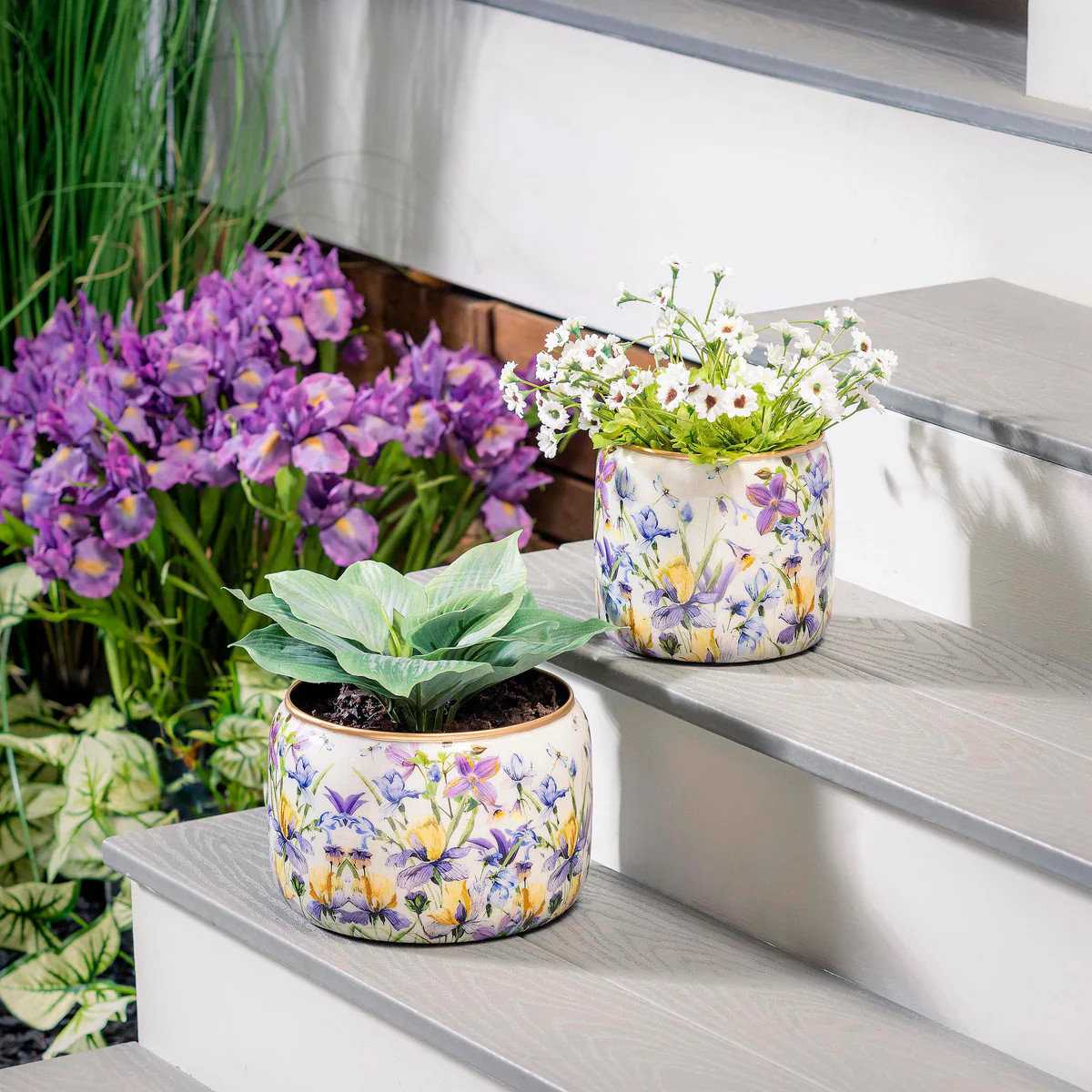 Golden Lilac Metal Planters, Set of 2 | Plow & Hearth