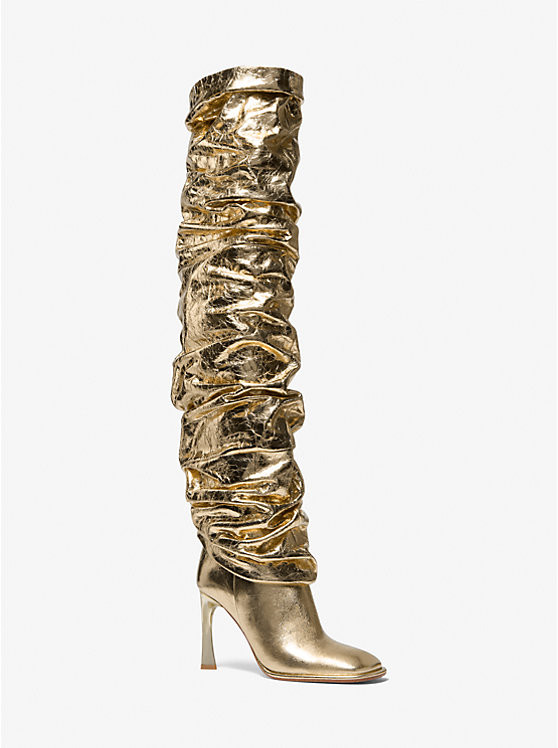 Kelsea Crackled Metallic Leather Slouchy Boot | Michael Kors US