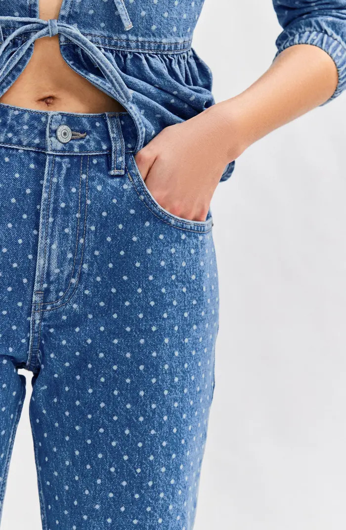 Polka Dot Straight Leg Jeans | Nordstrom