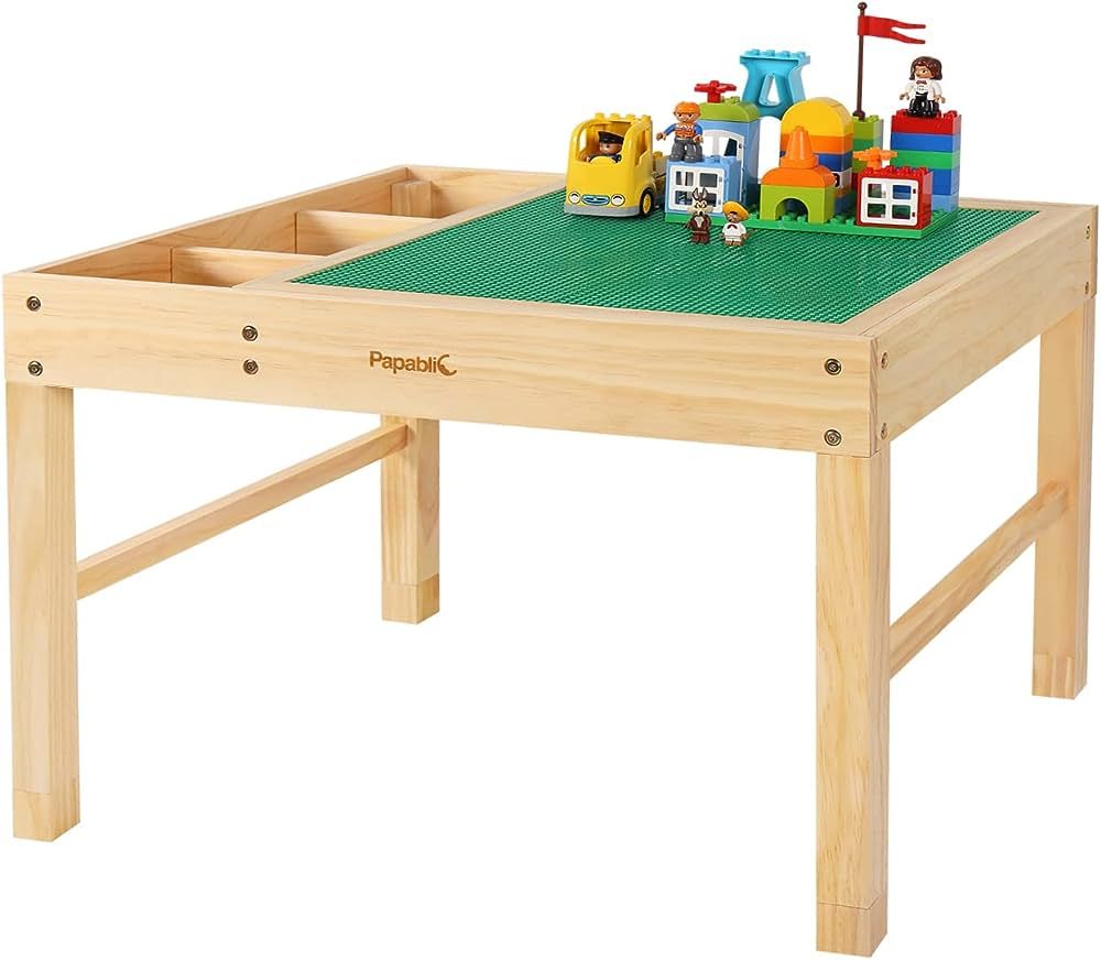Papablic 2 in 1 Kids Activity Table Compatible with Lego Building Block with Large Storage for Ol... | Amazon (US)