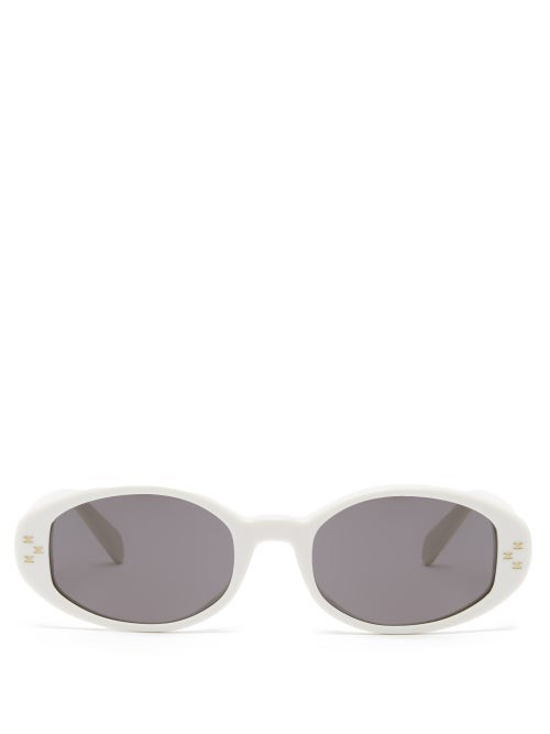 Celine Eyewear - Oval Acetate Sunglasses - Womens - White | Matches (US)