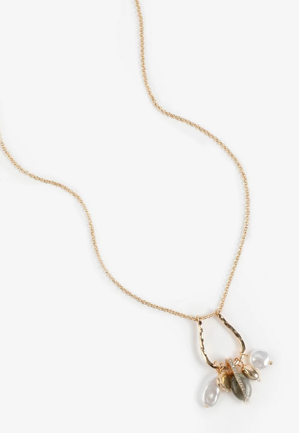 Gold Hammered Teardrop Cluster Necklace | Maurices