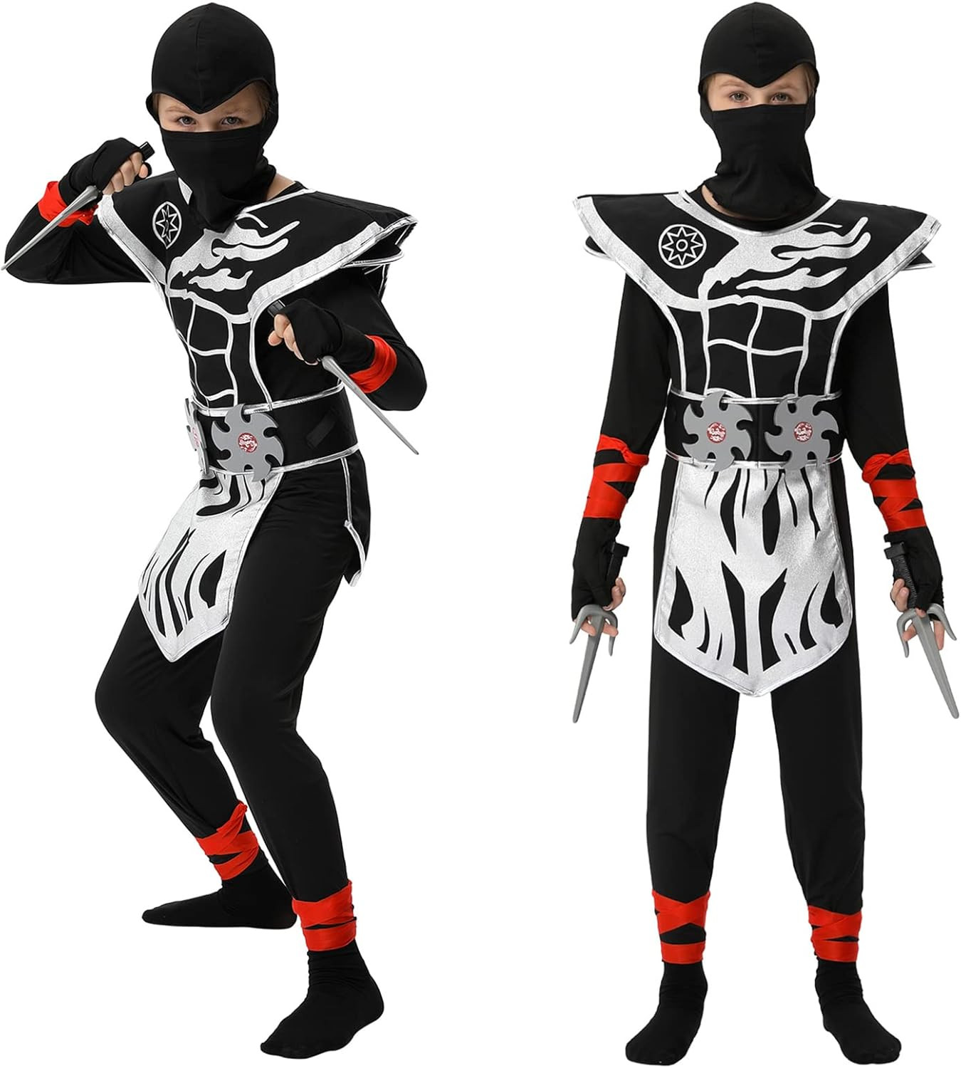 Ninja Costume for Boys Halloween Dress Up Party, Kids Ninja Costume with Ninja Foam Accessories Toys | Amazon (US)