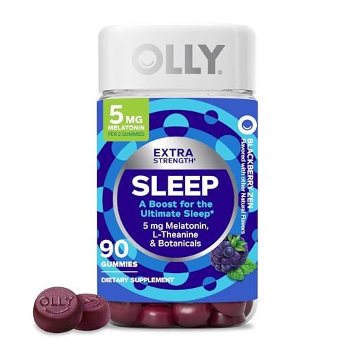 OLLY Extra Strength Sleep Gummy 5 mg Melatonin, L-Theanine, Chamomile, Lemon Balm Extracts, Sleep Aid, BlackBerry Flavor - 90 Count | Amazon (US)