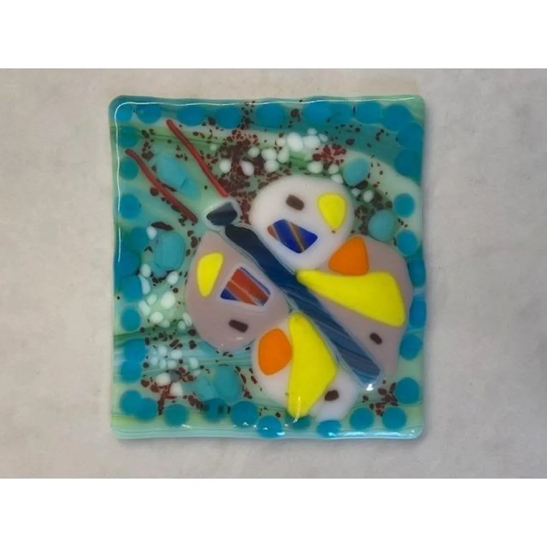 Studio Fused Glass Butterfly Square Plate 4" Multi-color Decorative Tile - Etsy | Etsy (Global)