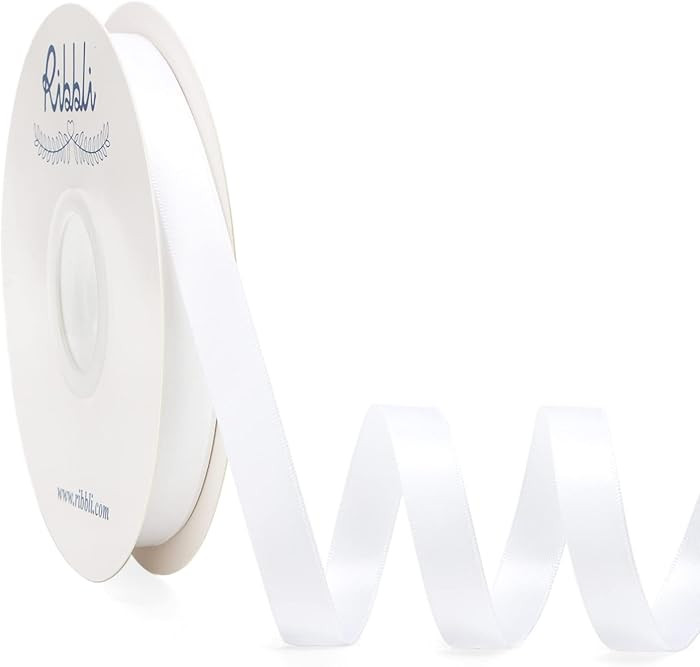 Ribbli White Satin Ribbon Double Faced Satin 1/2 inch x Continuous 50 Yards-White Ribbon for Gift... | Amazon (US)
