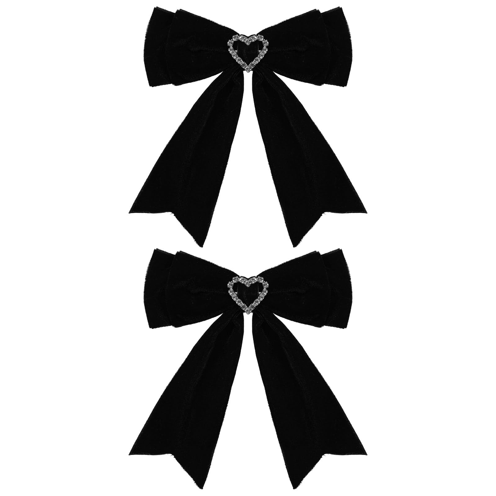 Black Velvet Hair Bow Clips Kids Girls Bowknot Hair Ribbon Clips Heart Rhinestones Hairpins Hair ... | Amazon (US)