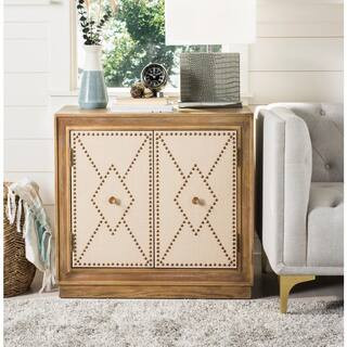 SAFAVIEH Erin 2-Door Rustic Oak/Copper Chest, Rustic Oak Linen/Copper | The Home Depot