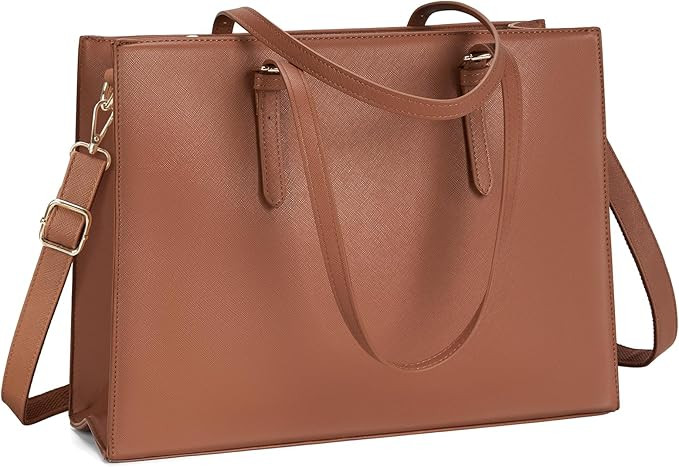 Laptop Bag for Women Waterproof Lightweight Leather 15.6 Inch Computer Tote Bag Business Office B... | Amazon (US)