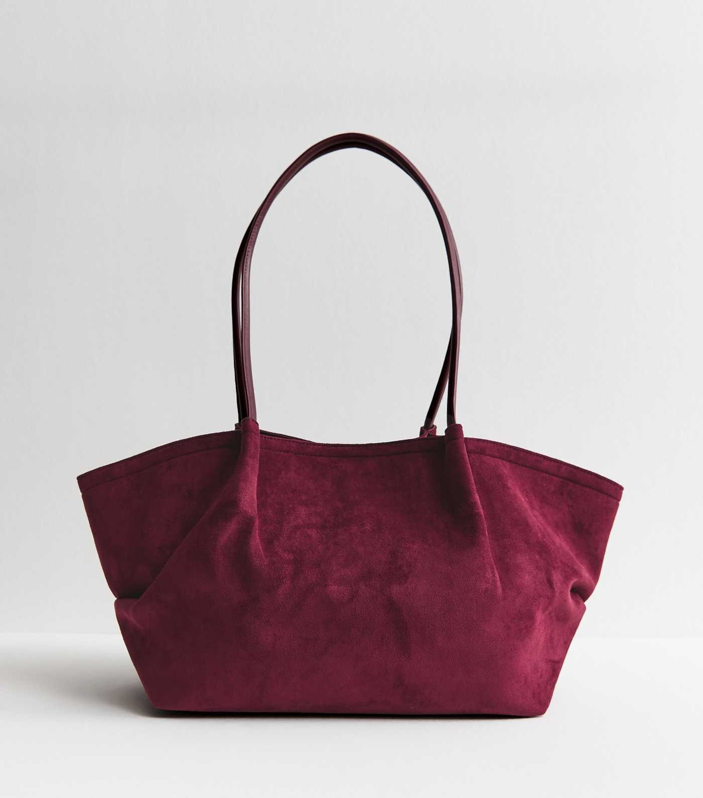 Burgundy Faux Suede Winged Tote Bag | New Look | New Look (UK)