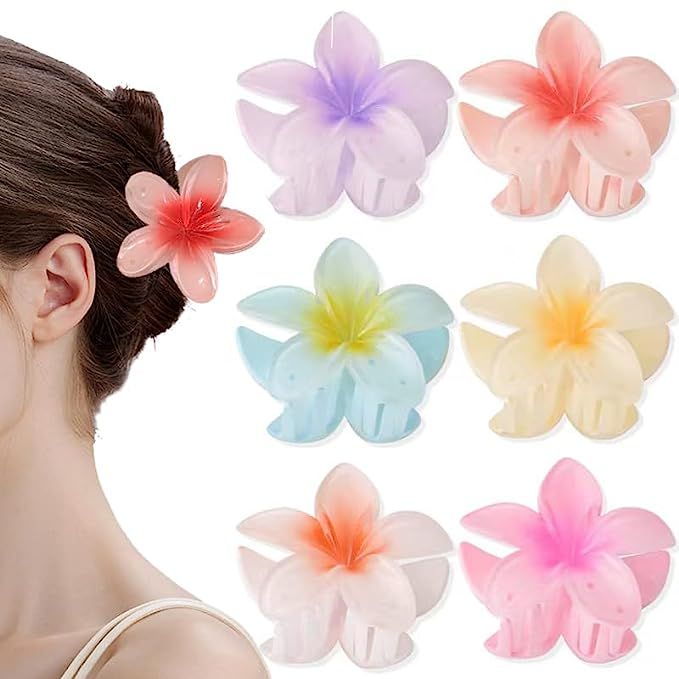 2023 New Flower Hair Clips,Hawaiian Flower Claw，Wonderful Gift,Strong Hold Claw Hair Clips for ... | Amazon (US)
