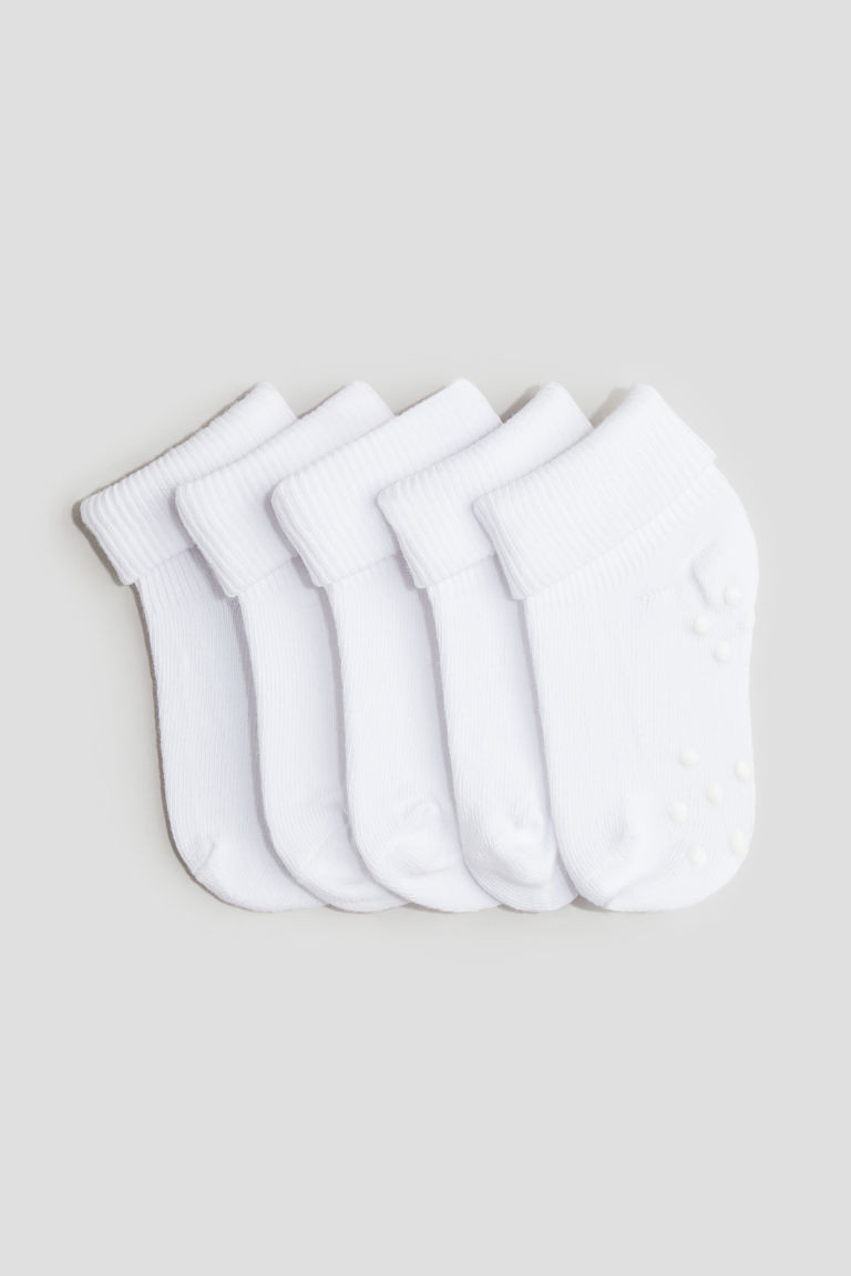 H & M - 5-pack Non-slip Socks - White | H&M (US + CA)