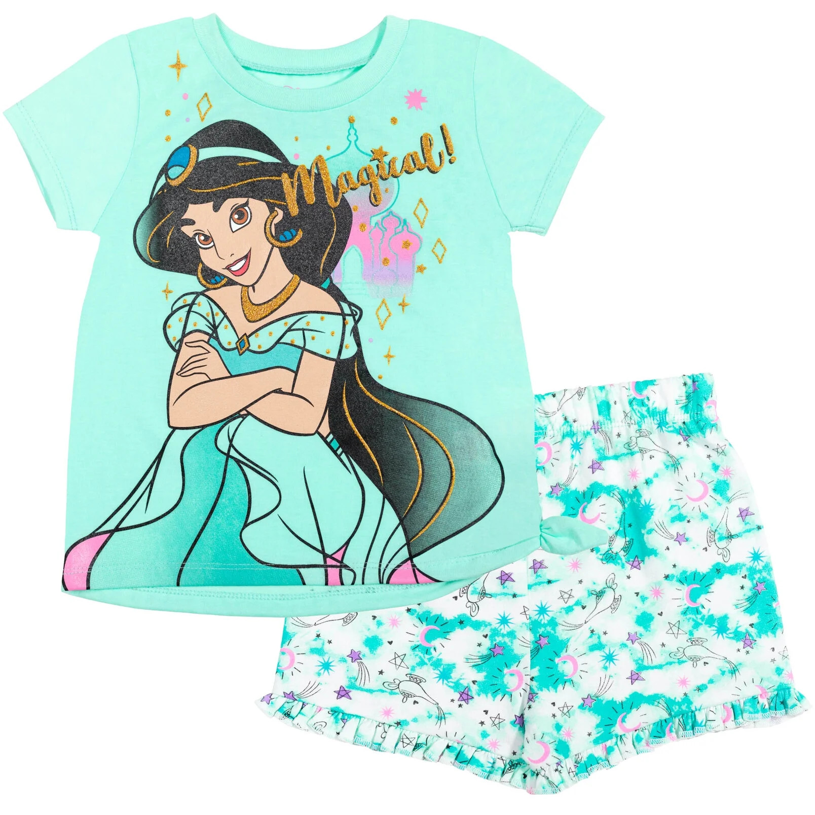 Disney Princess Jasmine Toddler Girls T-Shirt and French Terry Shorts Outfit Set Infant to Big Kid | Walmart (US)
