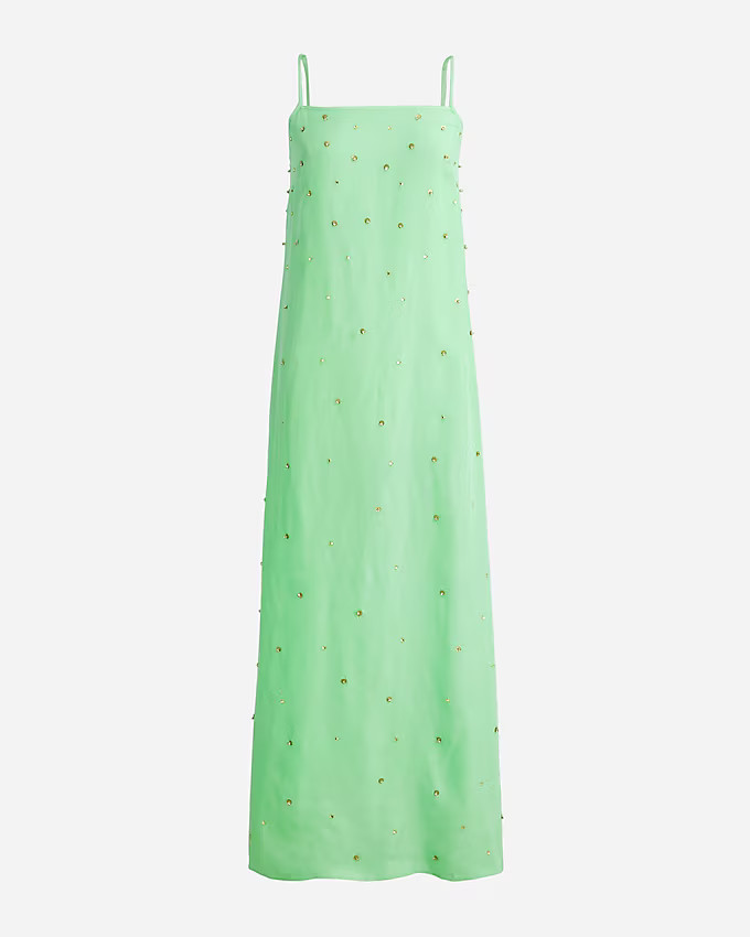 Collection limited-edition embellished squareneck slip dress in cupro blend | J. Crew US