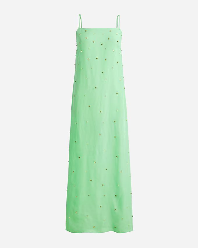 Collection limited-edition embellished squareneck slip dress in cupro blend | J.Crew US