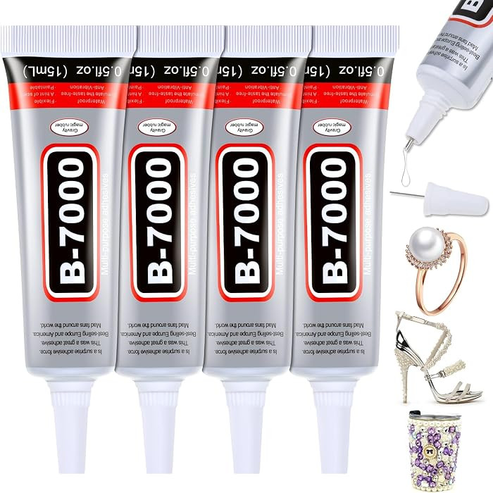 B7000 Glue Clear for Rhinestones, 4pcs 15mL Strong Adhesive B-7000 Jewelry Bead Gem Glue with Pre... | Amazon (US)