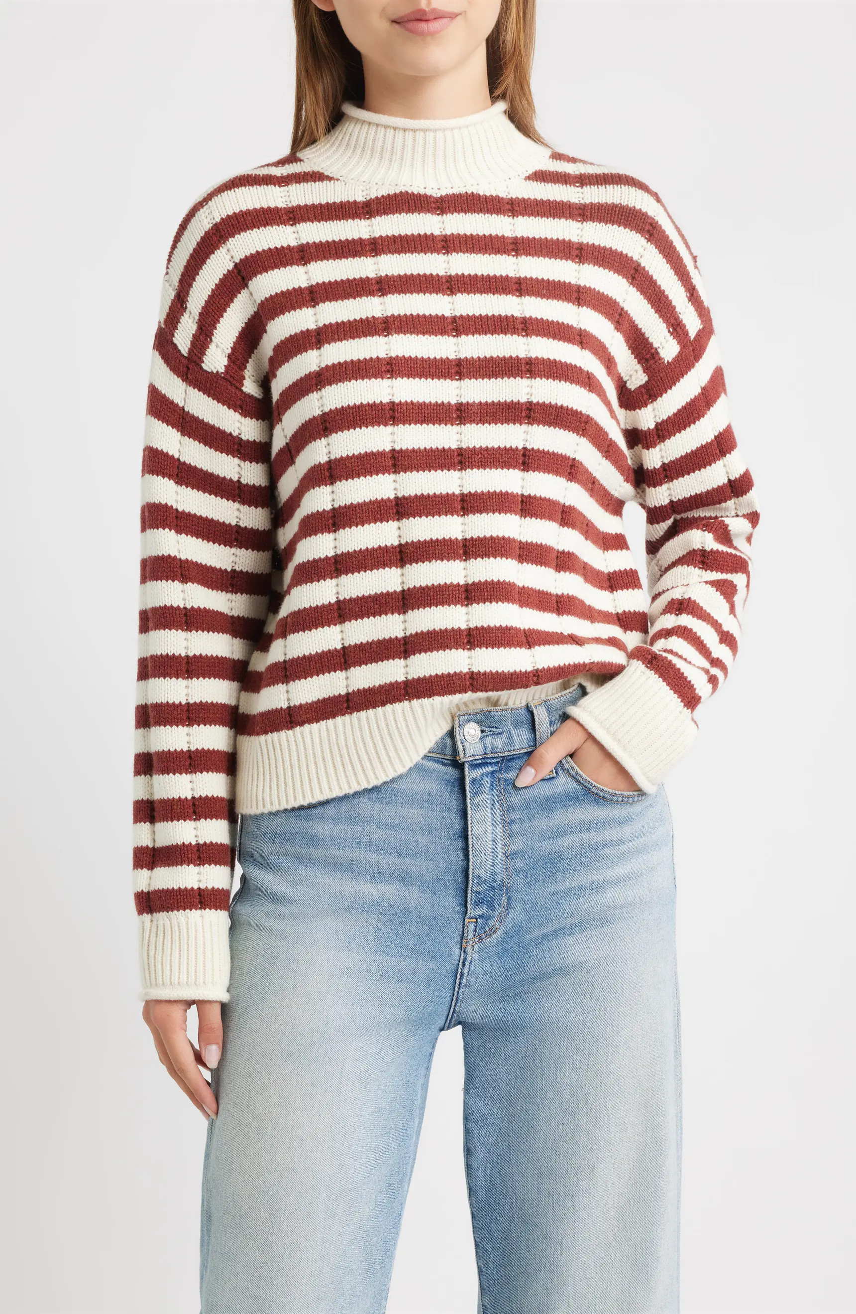 Rails Corrine Stripe Mock Neck Sweater | Nordstrom | Nordstrom