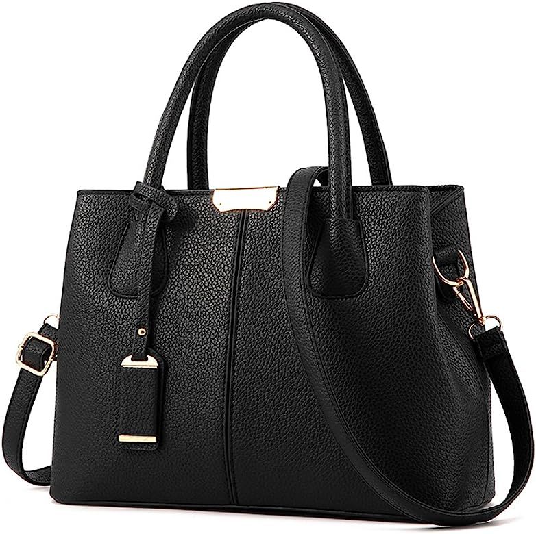 Women's Top-handle Cross Body Handbag Middle Size Purse Durable Leather Tote Bag | Amazon (US)