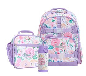Mackenzie Lavender Floral Blooms Backpack &amp; Lunch Bundle, Set of 3 | Pottery Barn Kids