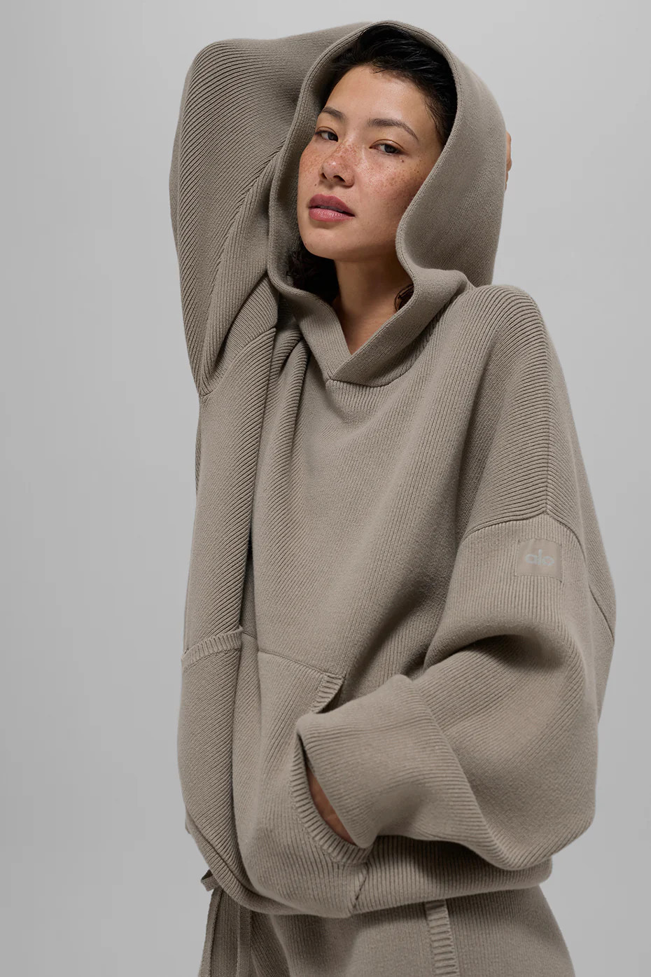 ALO | Scholar Hooded Sweater Top in Light Cocoa Brown, Size: 2XL | Alo Yoga (US)