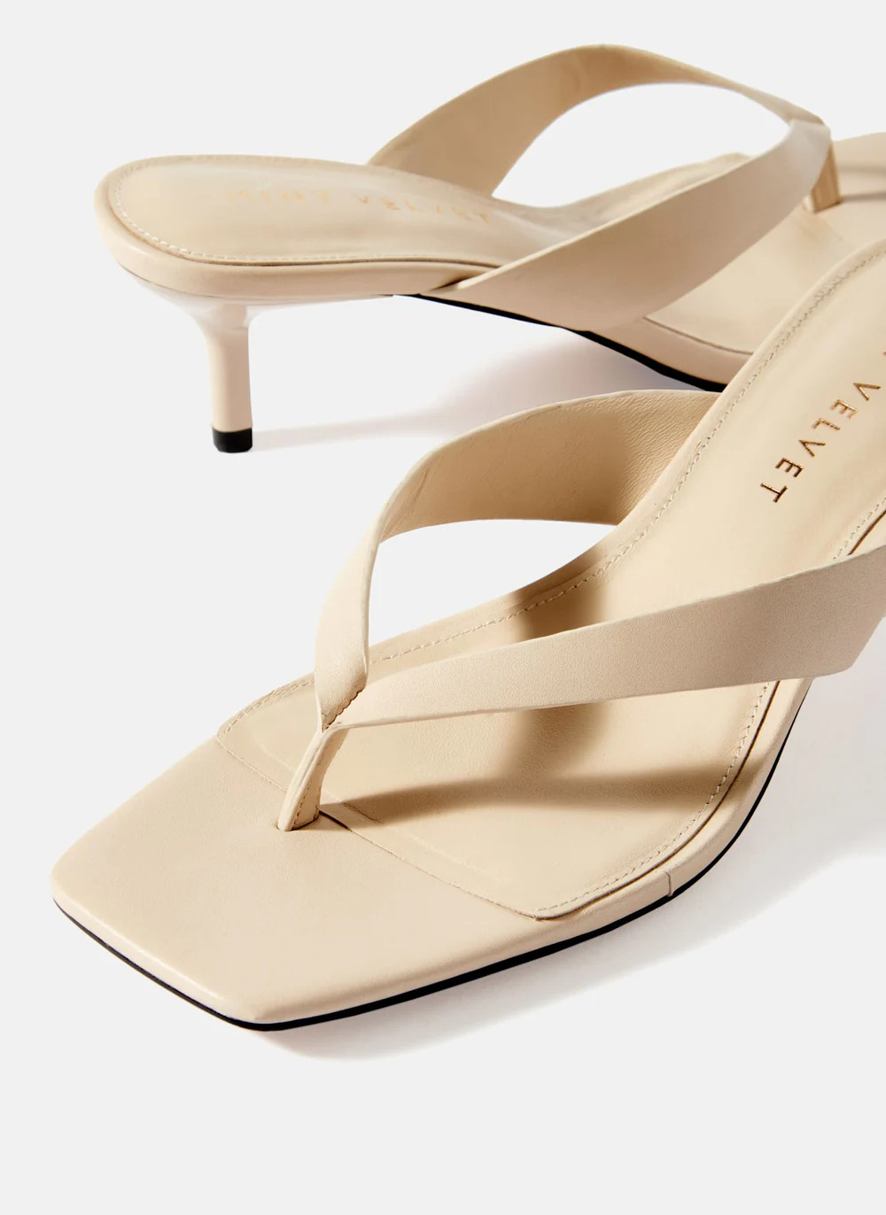 Betty Cream Leather Flip Flop Heels | Mint Velvet
