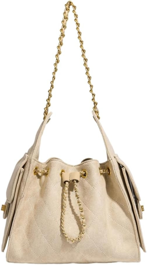 Women’s Classic Quilted Shoulder Bags Chain Strap Handbags Suede Tote Crumpled Purse Slouchy Hobo Bag | Amazon (US)