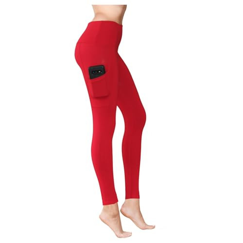 COMFY FOREVER Red Leggings with Pockets for Women (SM) | Amazon (US)