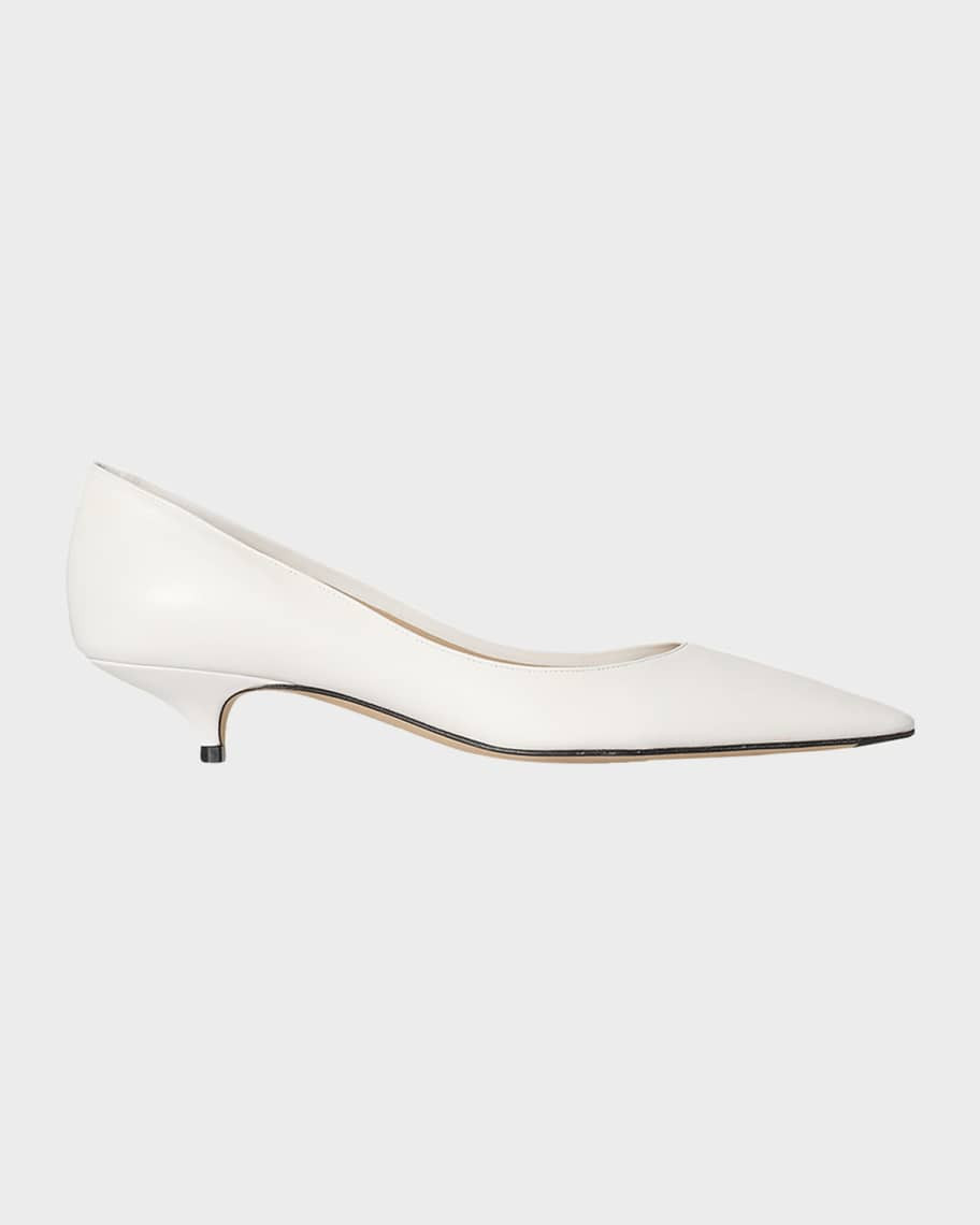 THE ROW Liisa Leather Kitten-Heel Pumps | Neiman Marcus