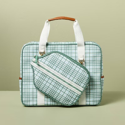 Plaid Pickleball Bag & Paddle Cover Set Green/Blue - Hearth & Hand™ with Magnolia | Target