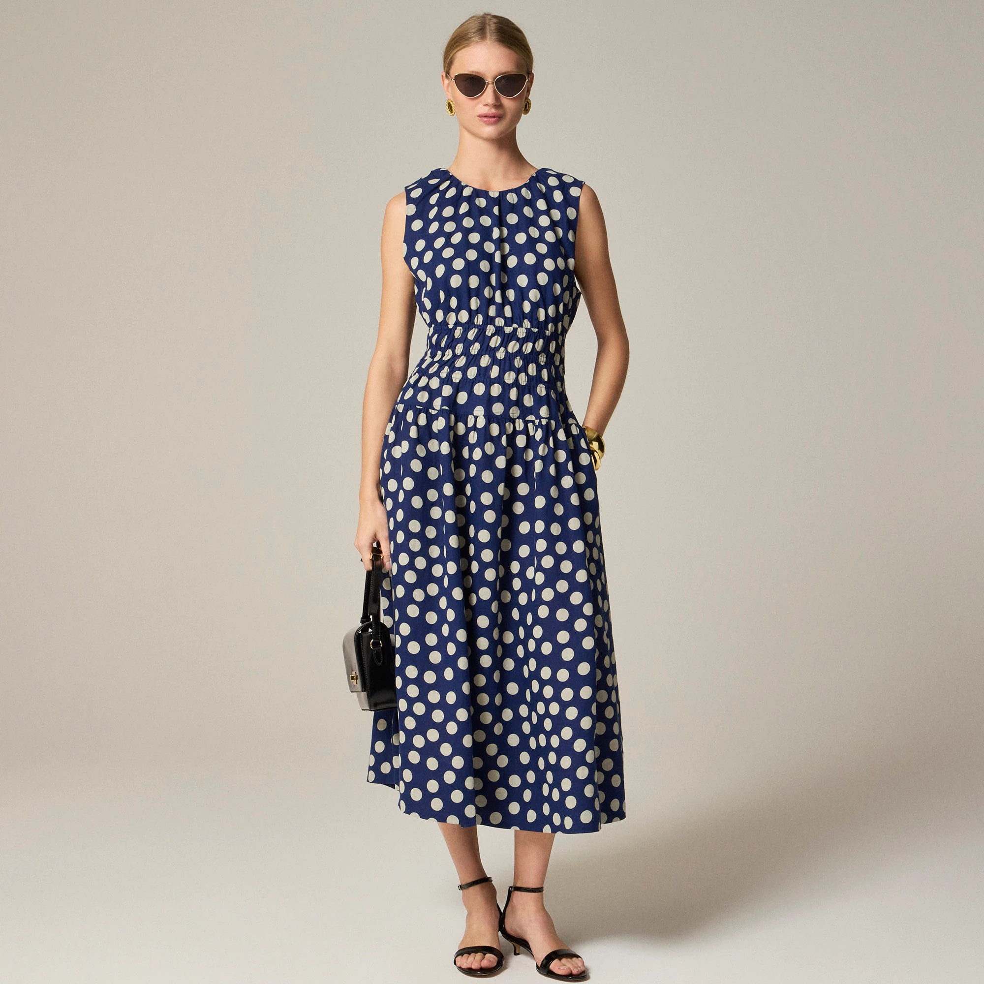 Hyacinth dress in polka-dot linen | J. Crew US