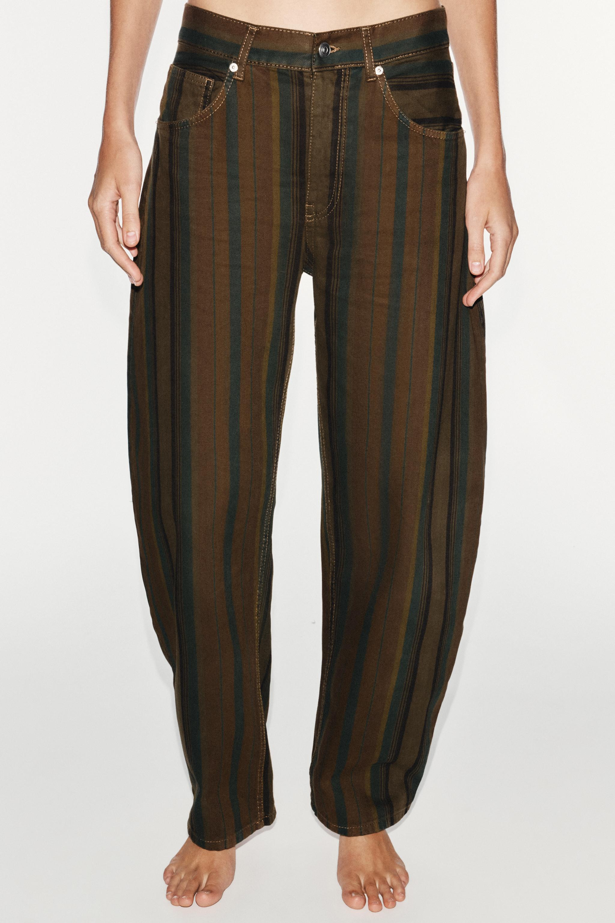 TRF MID-RISE BARREL STRIPED JEANS | Zara US