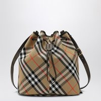 Burberry Medium Beige Bucket Bag With Check Pattern | Balardi (US & Canada)
