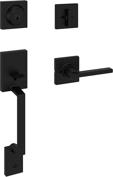 Weiser Matte Black Front Door Lock and Handle Set, Amador Deadbolt Lock and Handleset with Casey ... | Amazon (CA)