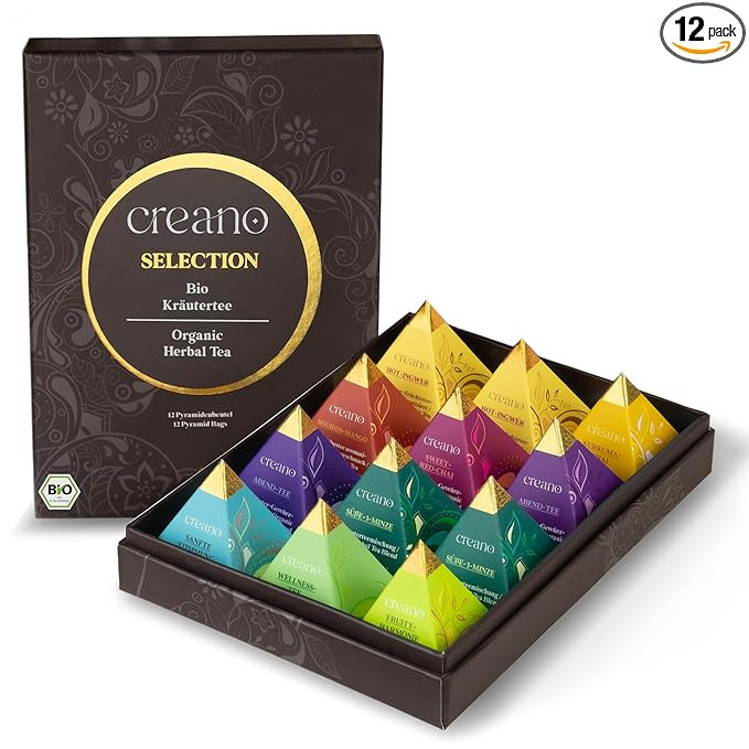 Creano Organic Herbal Tea Gift Set "Organic Herbal Tea" – 12 Pyramid Tea Bags in 9 Different Va... | Amazon (US)