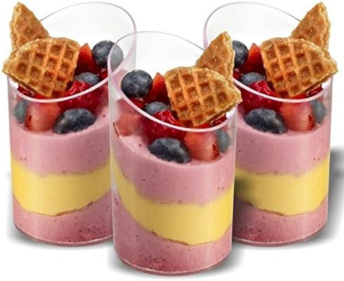 Zappy 250 Elegant Clear Slanted Cylinder Mini Dessert Appetizer Cup 2.5 oz Plastic Tasting/Sample... | Amazon (US)