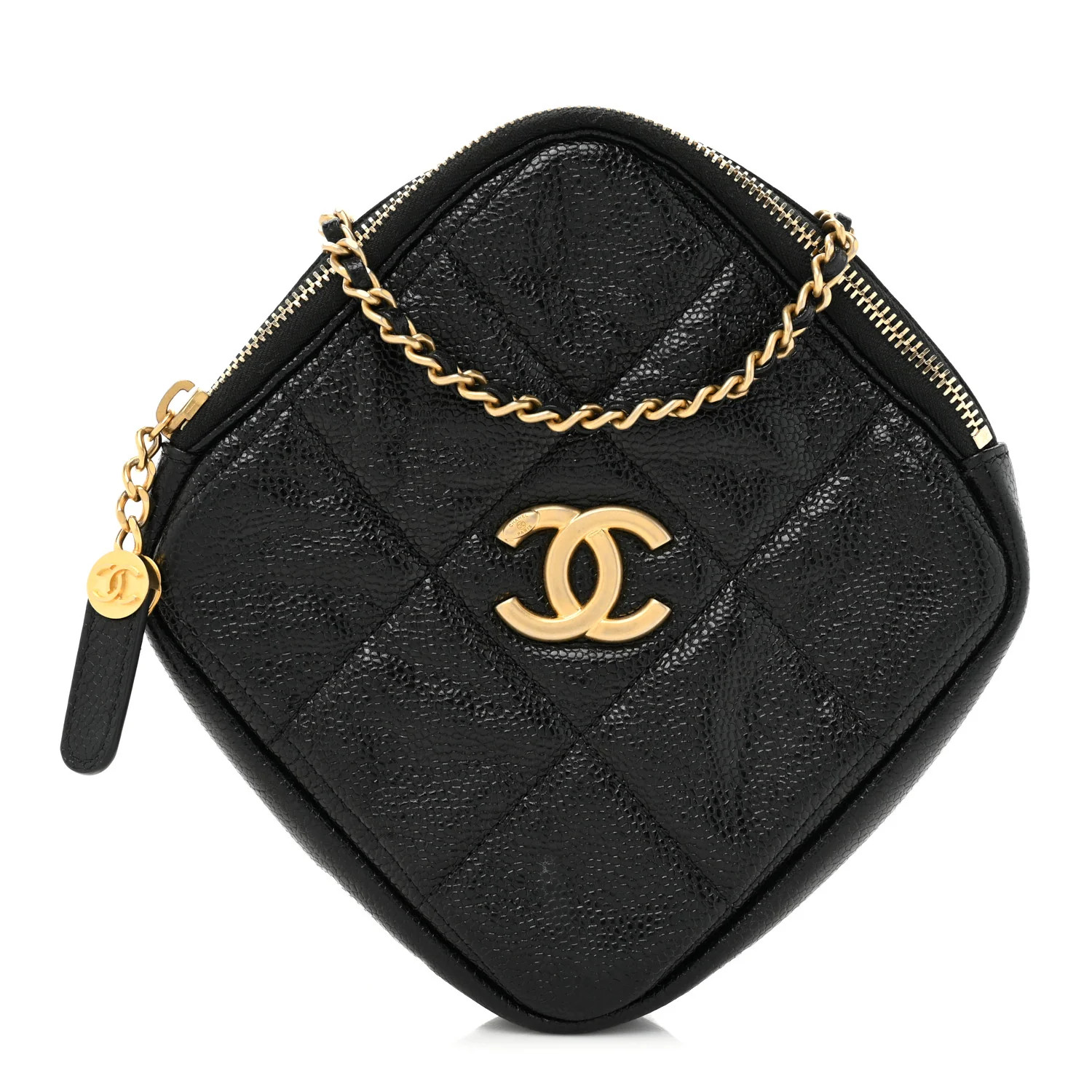 Caviar Quilted Diamond Clutch With Chain Black | FASHIONPHILE (US)