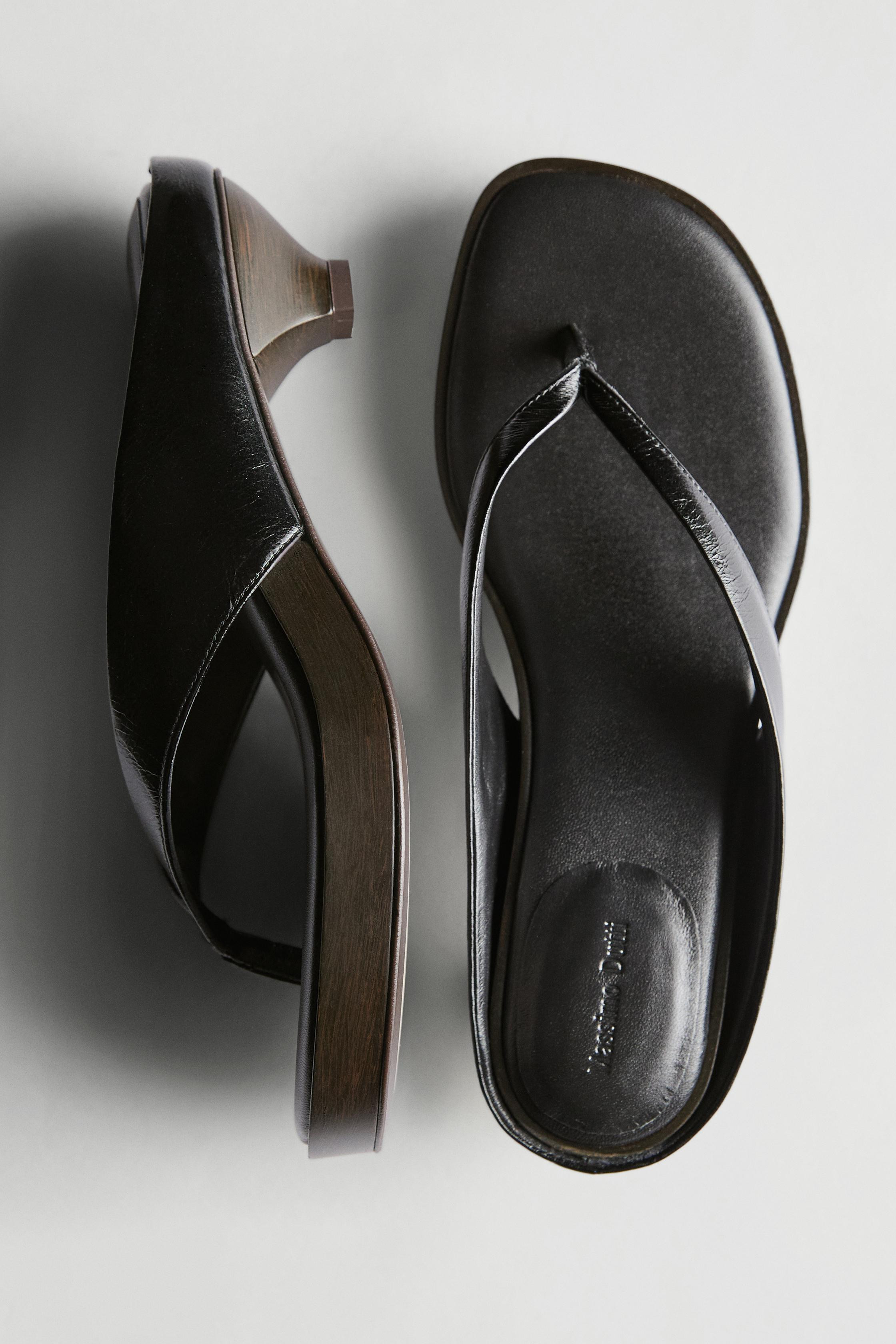 Mid-heel sandals with toe divider | Massimo Dutti US