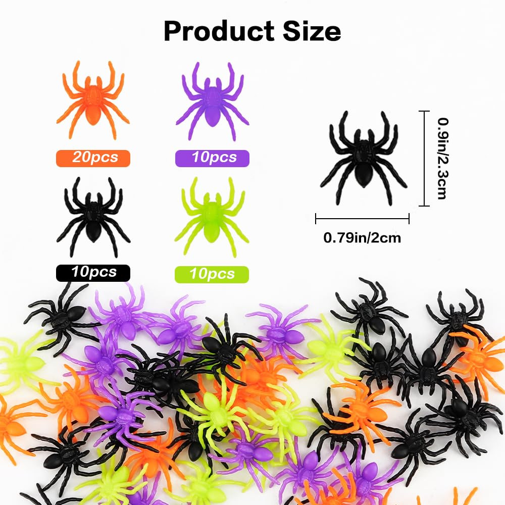 Plastic Spiders Halloween Decorations, 50PCS Realistic Halloween Spider, 4 Colors Fake Spiders, M... | Amazon (US)