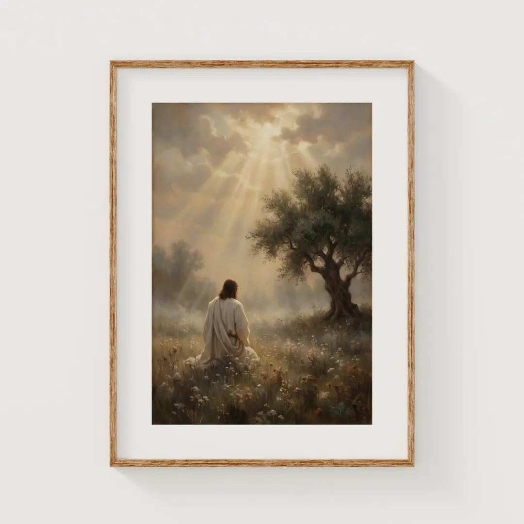 Jesus Christ in Garden of Gethsemane - Spiritual Printable Wall Art, Inspirational Landscape, Moo... | Etsy (US)
