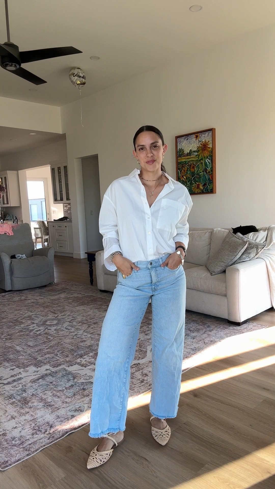 This outfit was perfect for my mom’s birthday brunch. 👌🏼 I got so many compliments on my button down shirt, these light wash, high-waisted, wide leg denim jeans, and my woven mules. 

#LTKStyleTip #LTKFindsUnder50 #LTKFindsUnder100
