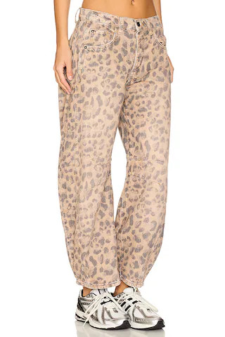 x We The Free Good Luck Printed Mid Rise Barrel In Brown | Revolve Clothing (Global)