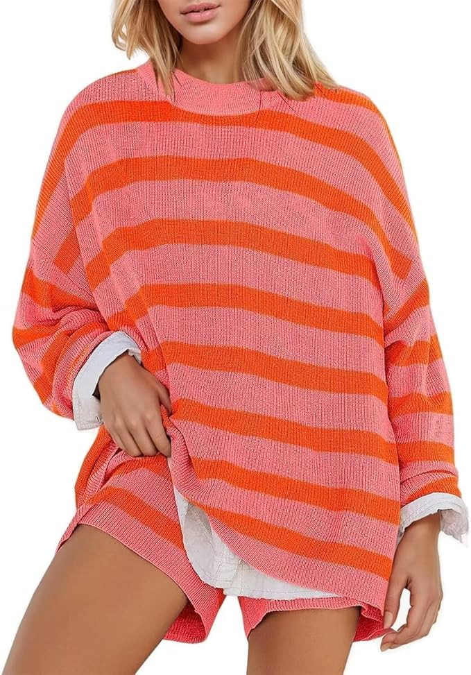 Sweater Sets Women Oversized Lounge Sets Striped Matching Pajamas Long Sleeve Sweater Top and Sho... | Amazon (US)