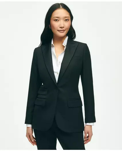 Black Fleece Peak Lapel Dinner Jacket in Merino Wool-Silk Faille | Brooks Brothers