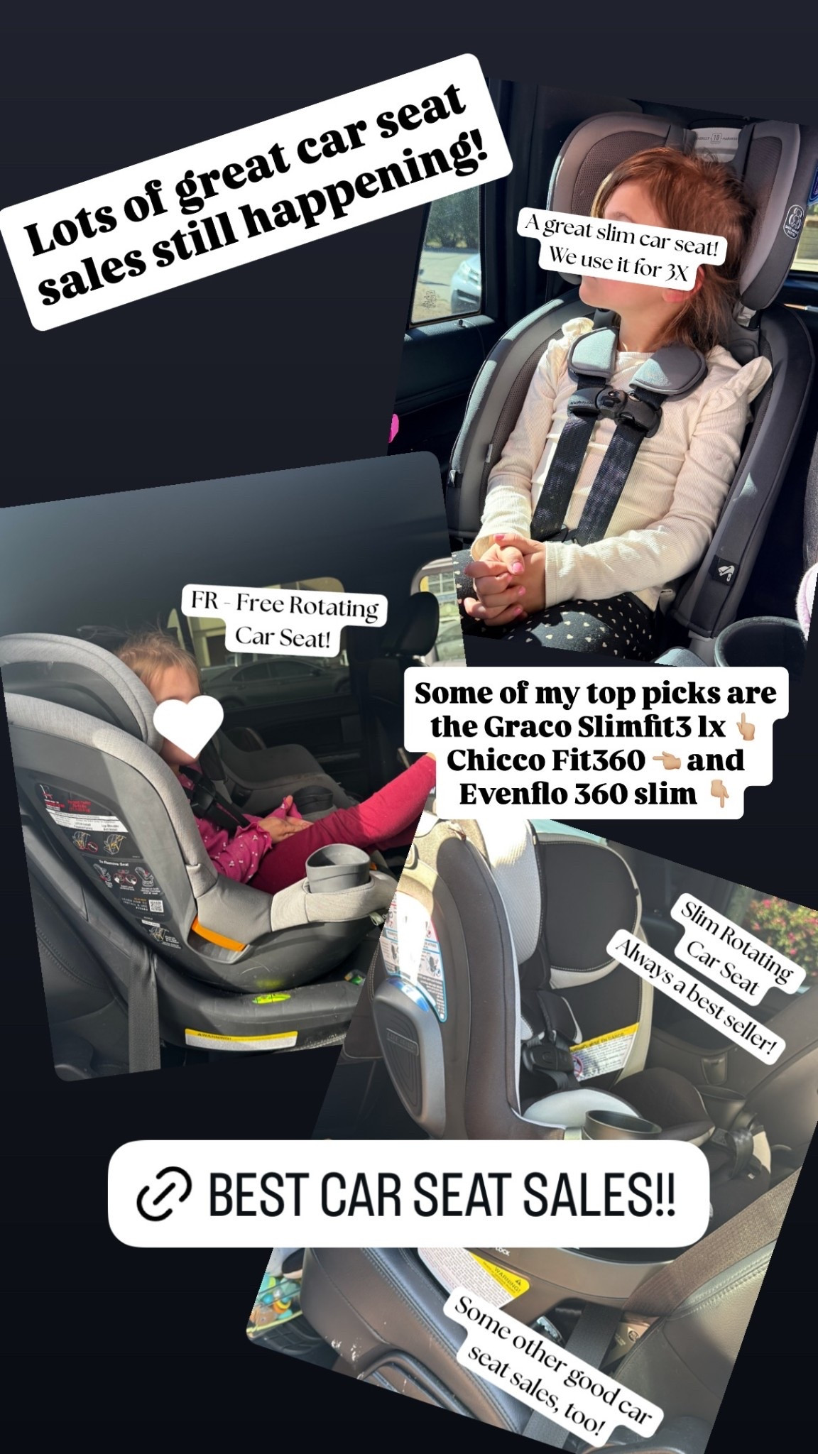 Lots of great car seat sales still happening! Some of my top picks are the Graco Slimfit3 lx 👆🏼Chicco Fit360 👈🏼 and Evenflo 360 slim 👇🏼

#LTKBump #LTKBaby #LTKKids